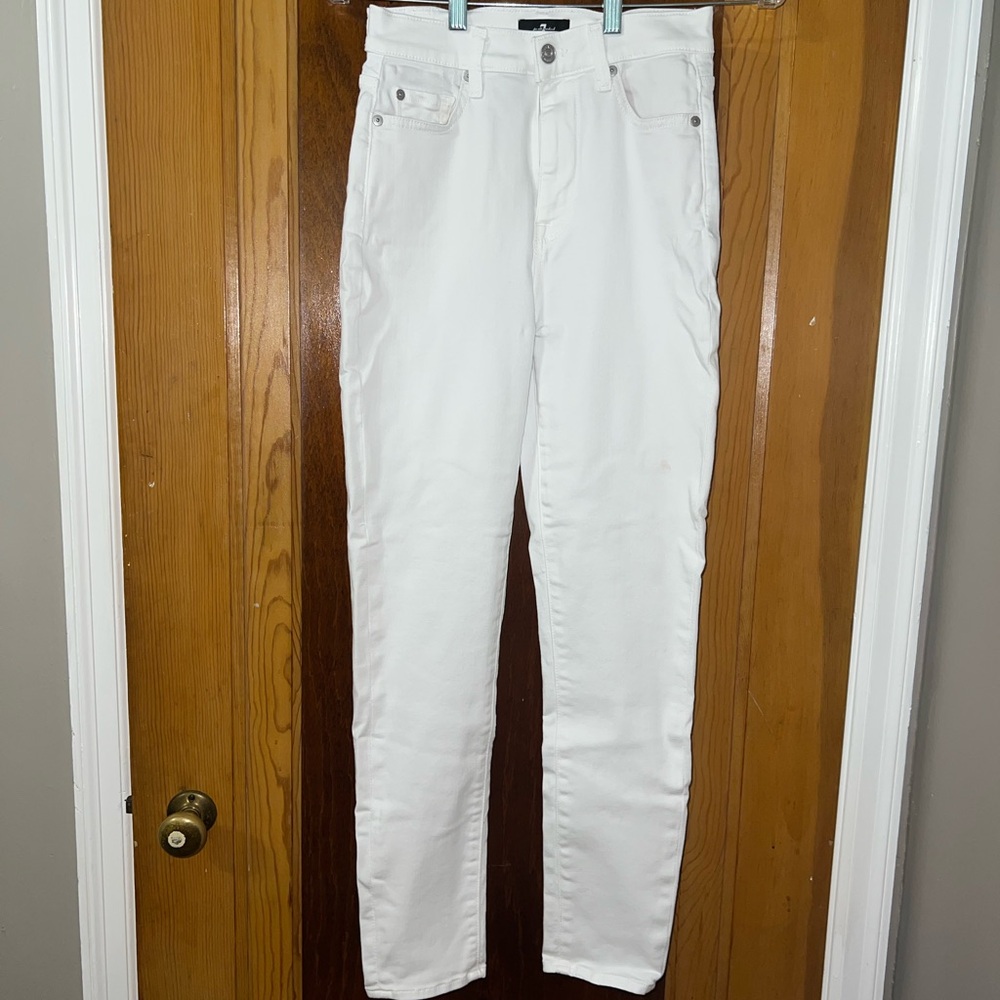 7 For All Mankind Women's White Skinny Jeans